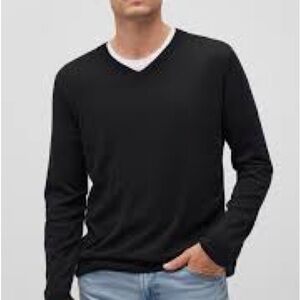 Mantles cashmere xl Men's Black V-Neck Sweater